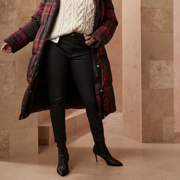 NWOT Banana Republic High Rise Skinny Coated Jeans Black SZ 18 - Picture 4 of 15